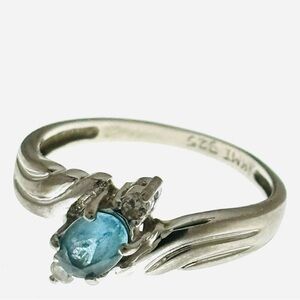 Sterling Silver Blue Topaz Cubic Zirconia Ring